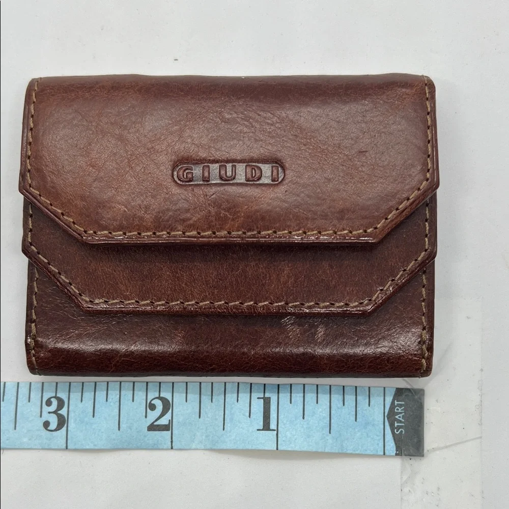 GIUDI Vintage Tri-Fold Leather Wallet | Brown Cowhide | Italian Craftsmanship